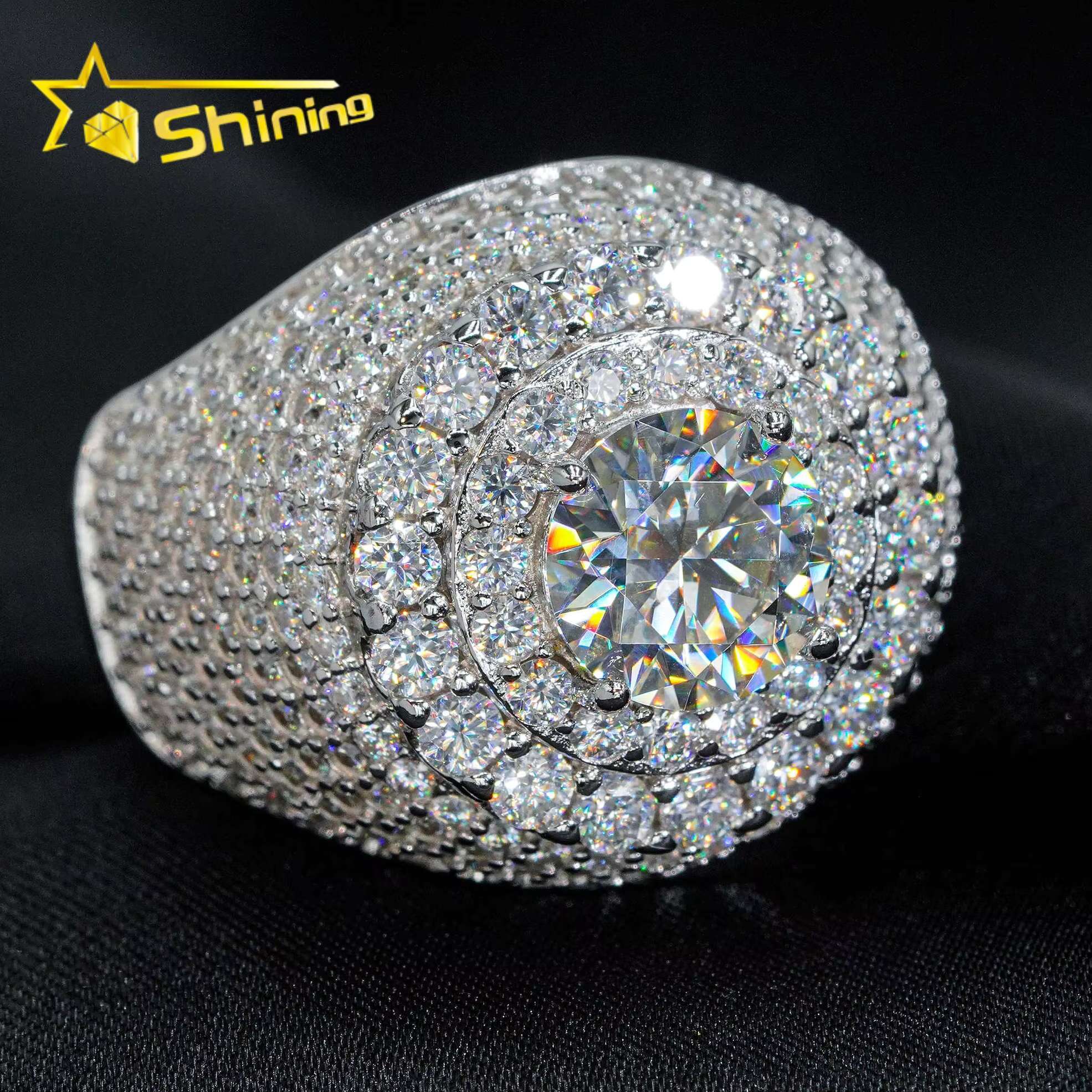 Pass Diamond Tester Iced Out Men Rings 925 Silver Fashion Moissanite Ring Hip Hop Fashion Jewelry Pinky Rings for Engagement