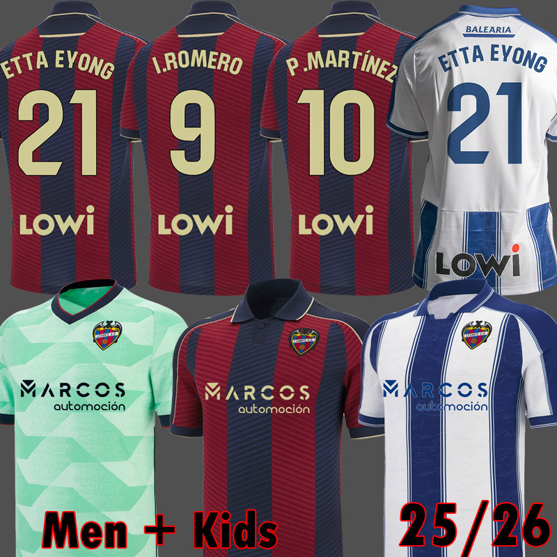 Levante UD Soccer Jerseys ETTA EYONG ROMERO Levante 25 26 Kit 100th Anniversary Portal de Vallejo LUD Granotes Shirts The Frogs Football shirt 2025 2026 Uniform