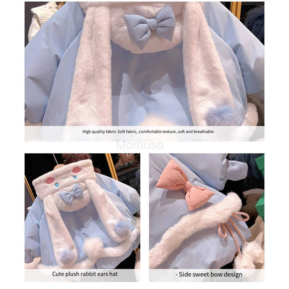 Sanrio Cinnamoroll Lolita Anime Blue Down Jackets Cartoon Girl Kids Fashion Kawaii Winter Sanrios Birthday Party Role Play Cute Jacket H251104