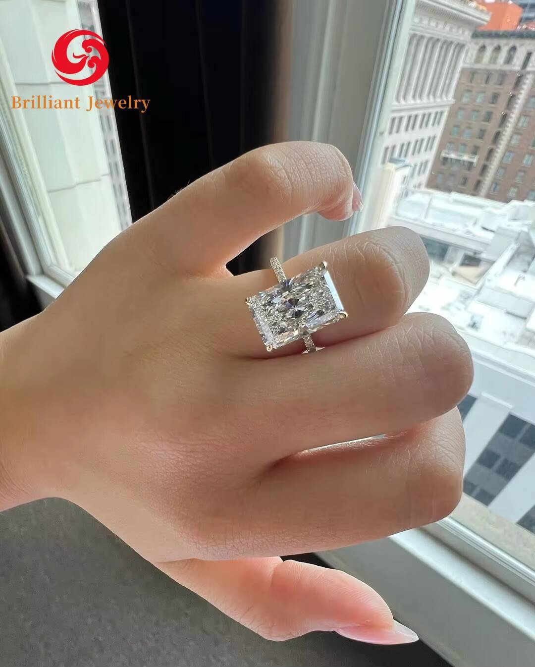 Wholesale Price GRA Certified 14K 18K Solid Gold Radiant Cut D Color VVS1 Moissanite Ring Wedding Engagement Ring