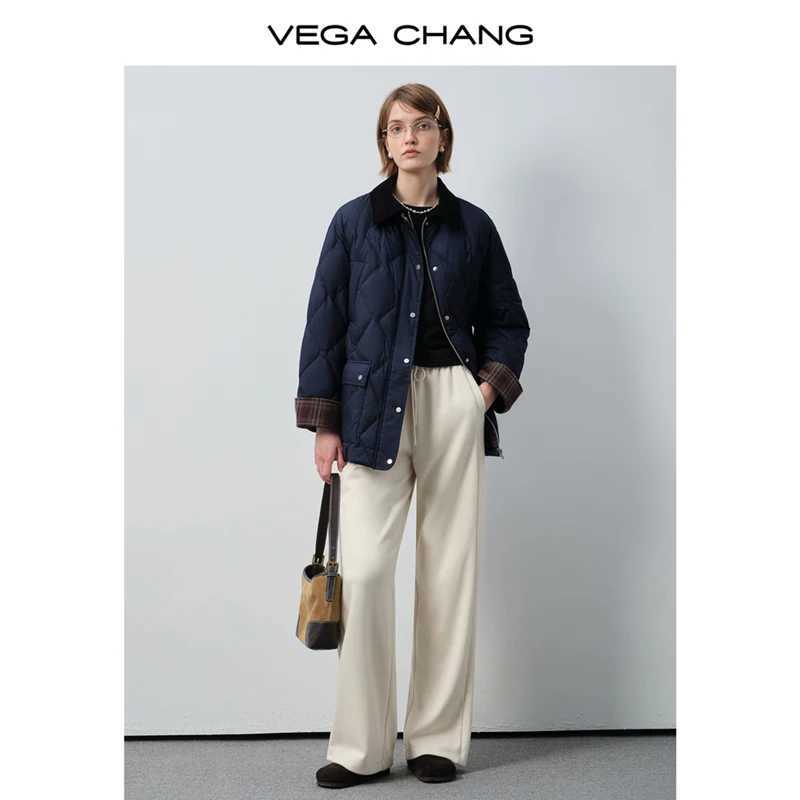 Vega Chang New Winter Womens down Jacket Retro Color Matching 90 White Duck down Jacket J251104