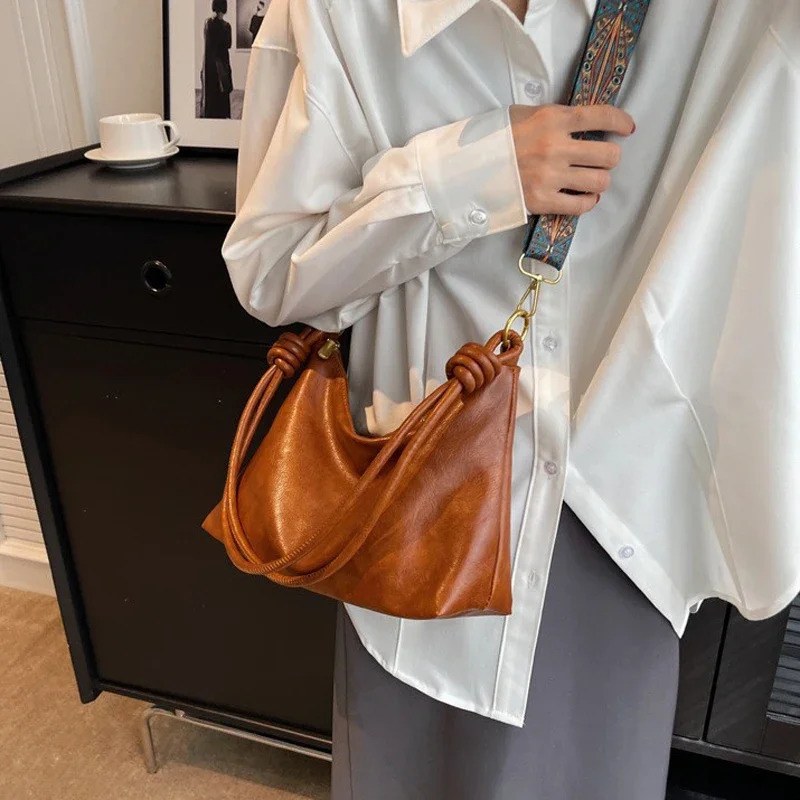 fashionable womens bag high-end soft leather texture single shoulder bag womens crossbody bag geometric wide shoulder 250403