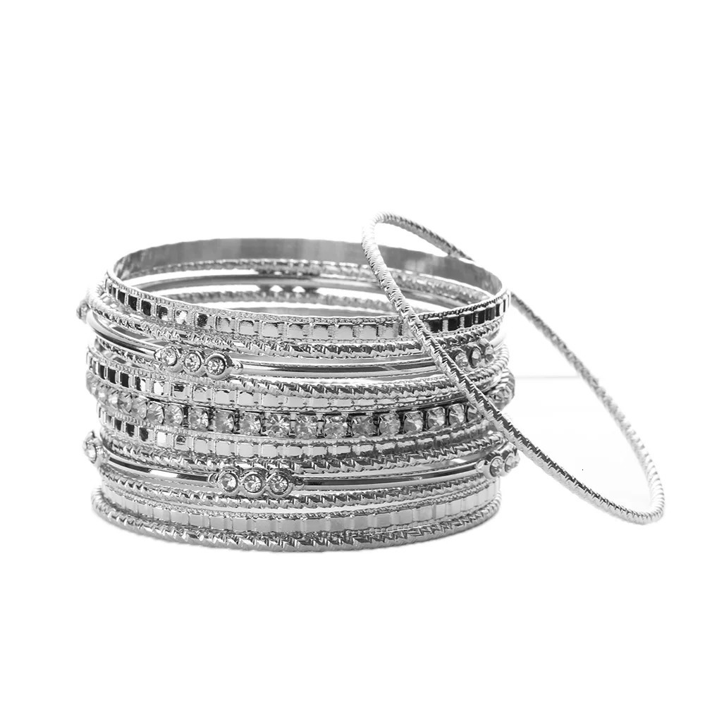 Big Circle Metal Wire Indian Bangle Jewelry Party Gifts Retro Style Trendy Gold Silver Plated Bangles Bracelets Set For Women 250327