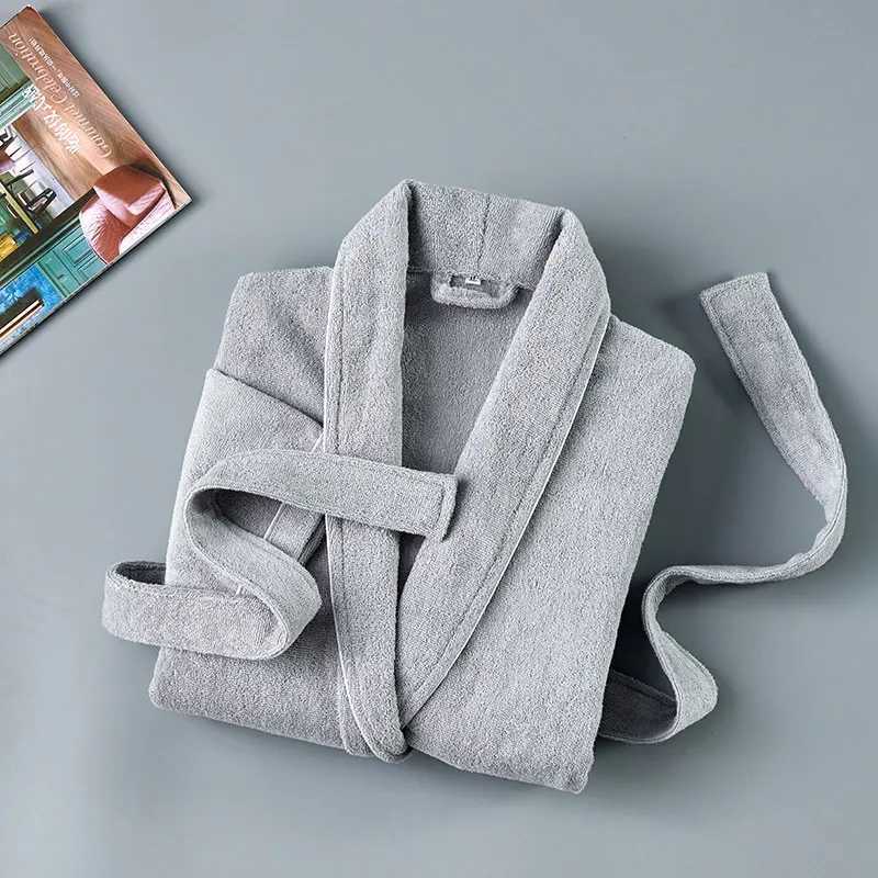 Winter Towel Bathrobe Men 100 Cotton Sleepwear Kimono Bath Robes Unisex Dressing Gown Long Shower Sleep Gown Terry Robe White C251104