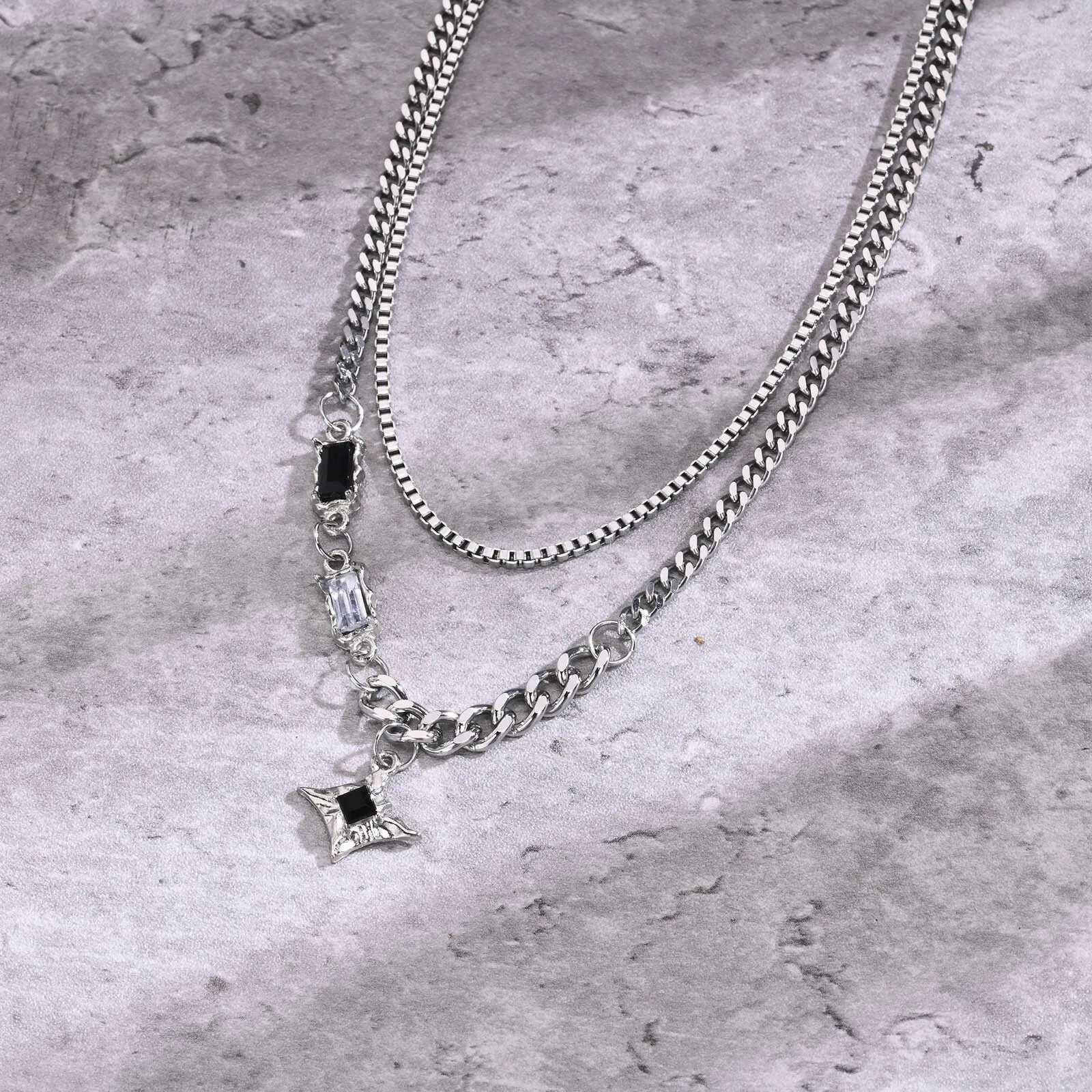 Black Star Charm Choker Necklace for Man Woman Stainless Steel Jewelry Double Link Chain Stacking Collar Birthday Christmas GiftXJ251104