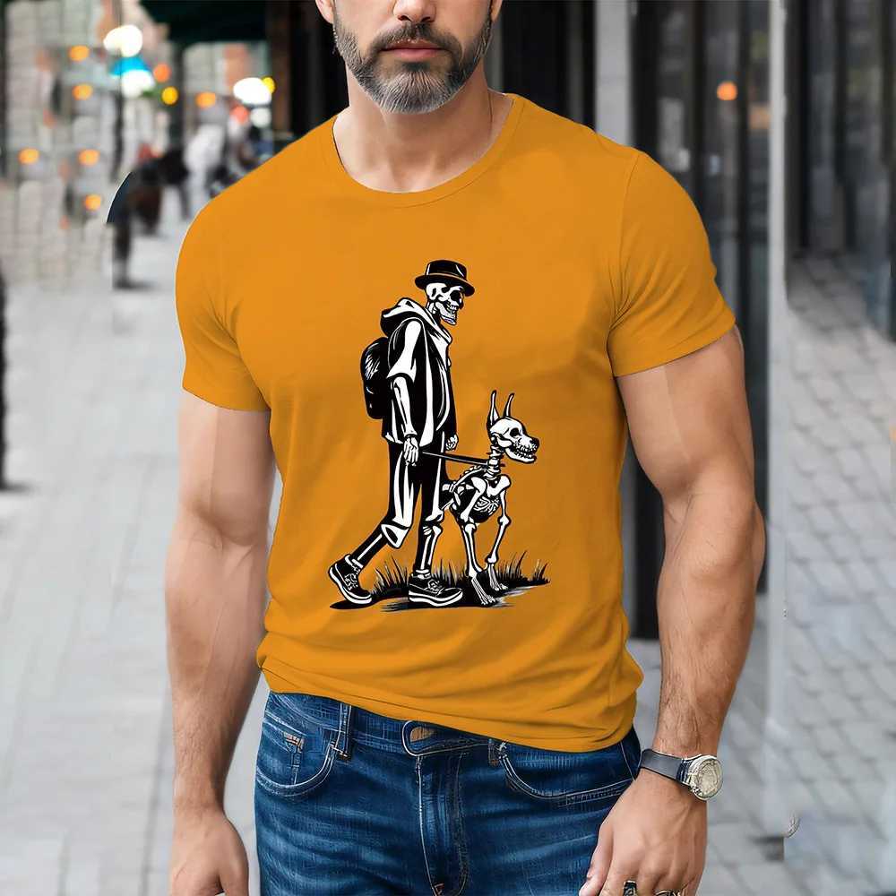 Summer mens T-shirt fashion mens clothing 3D printing casual loose and lightweight short sleeved outdoor street T-shirt W250403