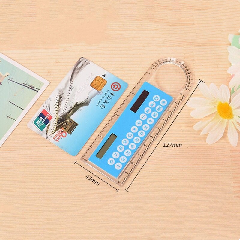 Mini Portable Solar Energy Calculator Creativ Multifunction Ruler Students