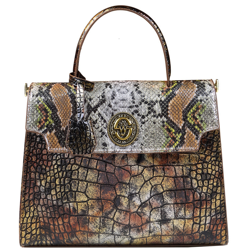 Fashionable And Versatile Women's Handbag With Crocodile Pattern, Snake Pattern Temperament, Single Shoulder Crossbody Bag 7910
