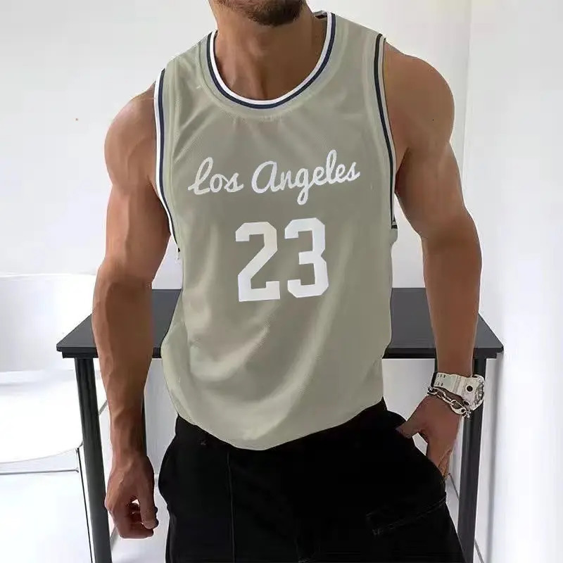 Summer Basketball Jerseys Mens Training Sports Fitness Vest Shirt Quick Dry Breathable Jogging #23 Mens Vest Top 250402