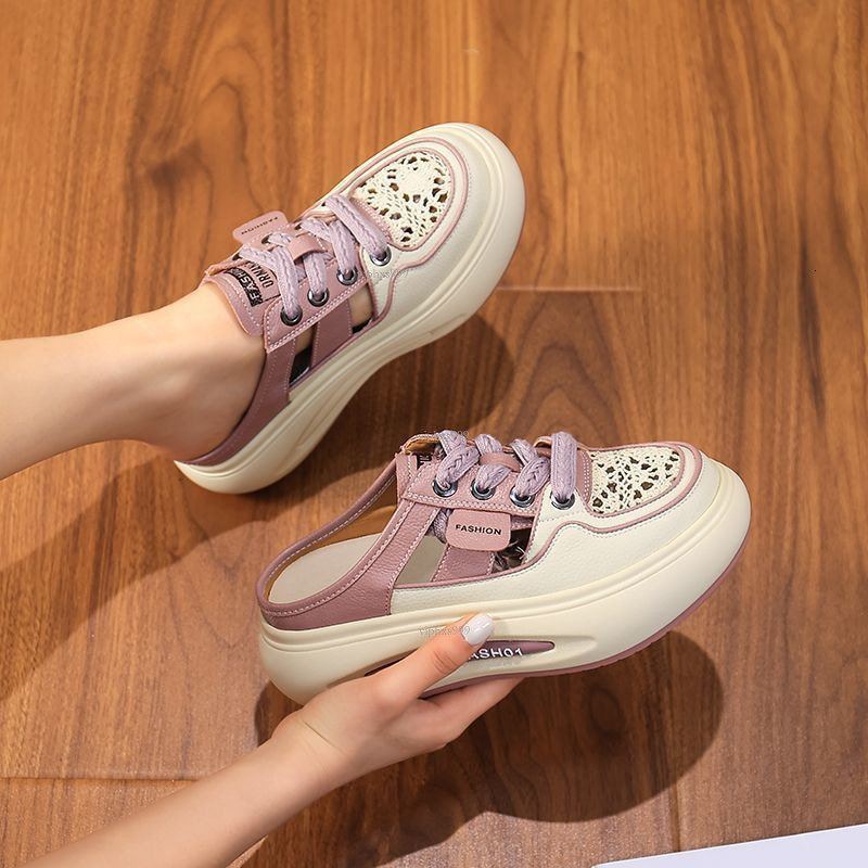 New Designer Sandals With Free Shipping 2025 Small White Board Shoes Net Red Envelope Head Half Slippers For Women, Summer Outwear Flat Fashion