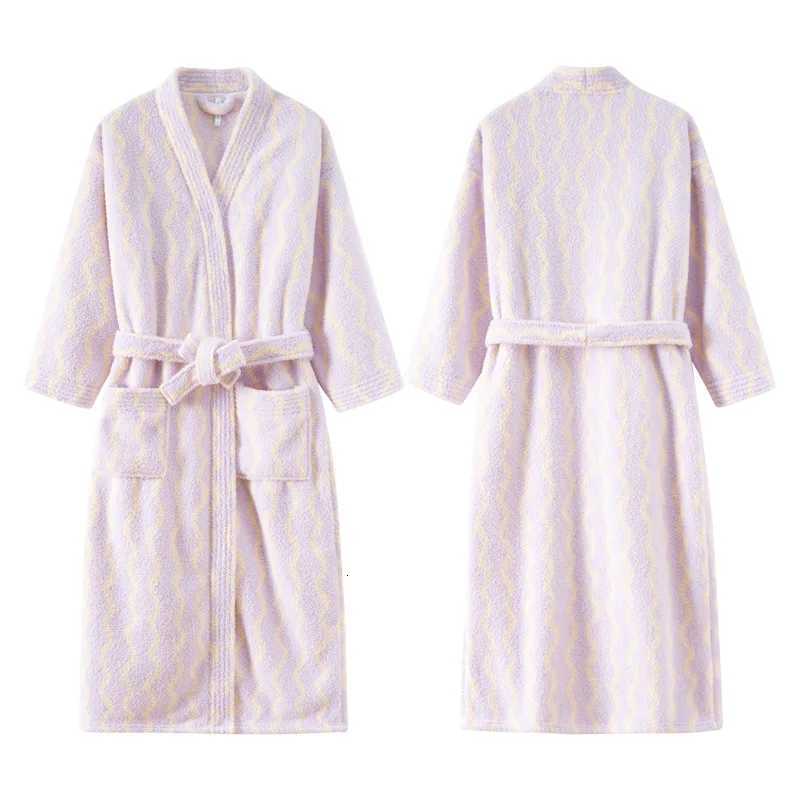 Womens Winter New Kimono Robe Ladies Coral Fleece Plush Warm Long Bathrobe Nightgown Sleepwear Female Thick Flannel Homewear C251104