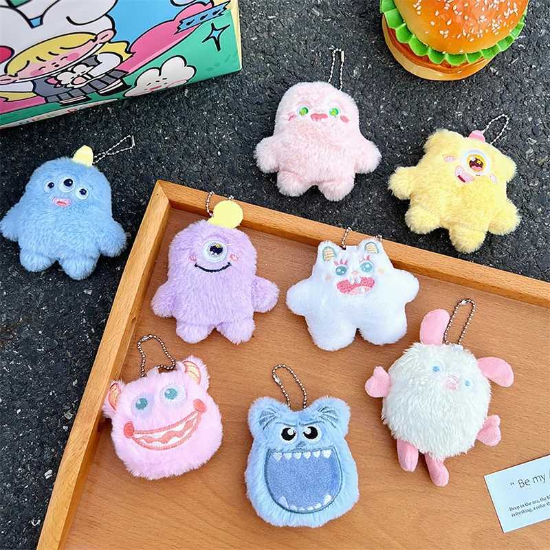 Cute Doll Little Monster Key Ring Girl Funny Toy Couple Bag Pendant Decor Gifts Stuffed Animal Plush Keychain Creative Cartoon C251104