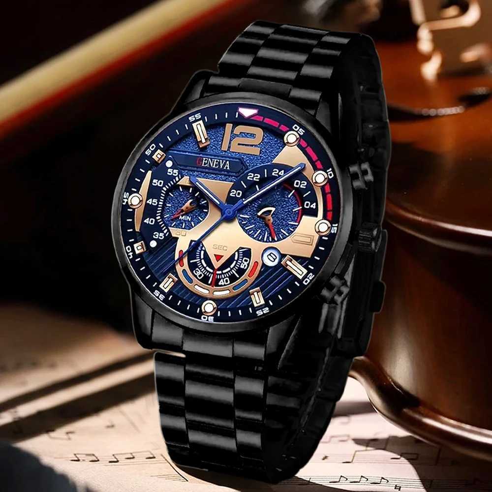 8PCS Mens Watch Set Business Fashion Quartz Watch Bracelet Necklace Ring Set Suitable for Daily Clothing Matching Perfect GiftT251104