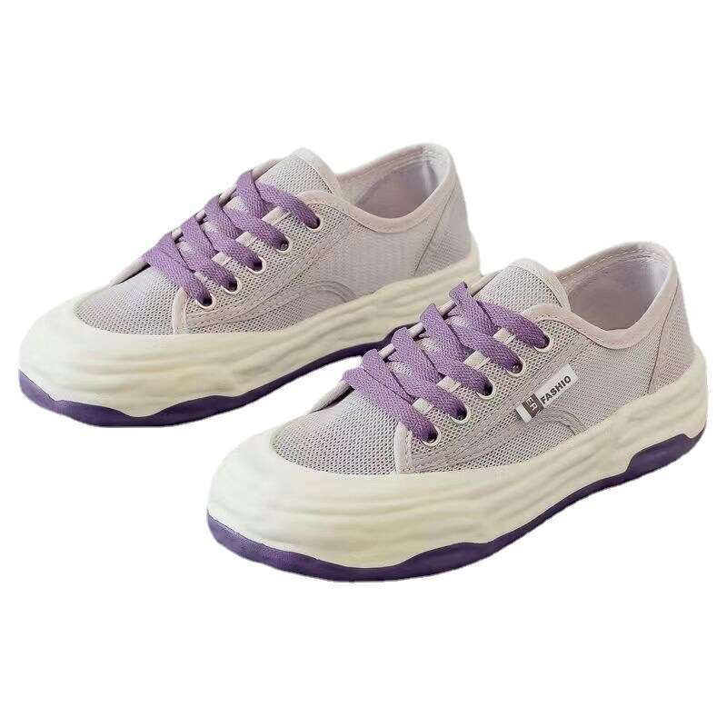 Board women's summer 2023 new thin breathable sports mesh with low cut toe caps, fashionable and versatile casual shoes