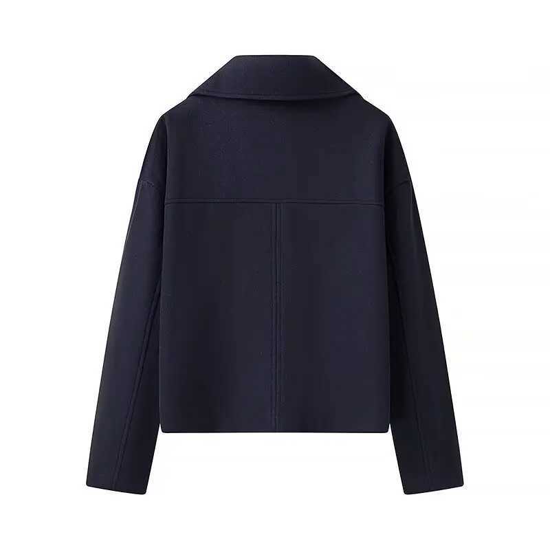 Autumn Winter Women Blazer Woolen Coats Casual Double Breasted TurnDown Collar Female Short Jackets Lady Loose Outcoat Streetwe J251103