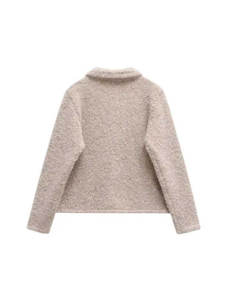 Womens Floral Button Knit Cardigan Sweater Lapel Collar Long Sleeve Chic Outerwear Fashion Top J251103