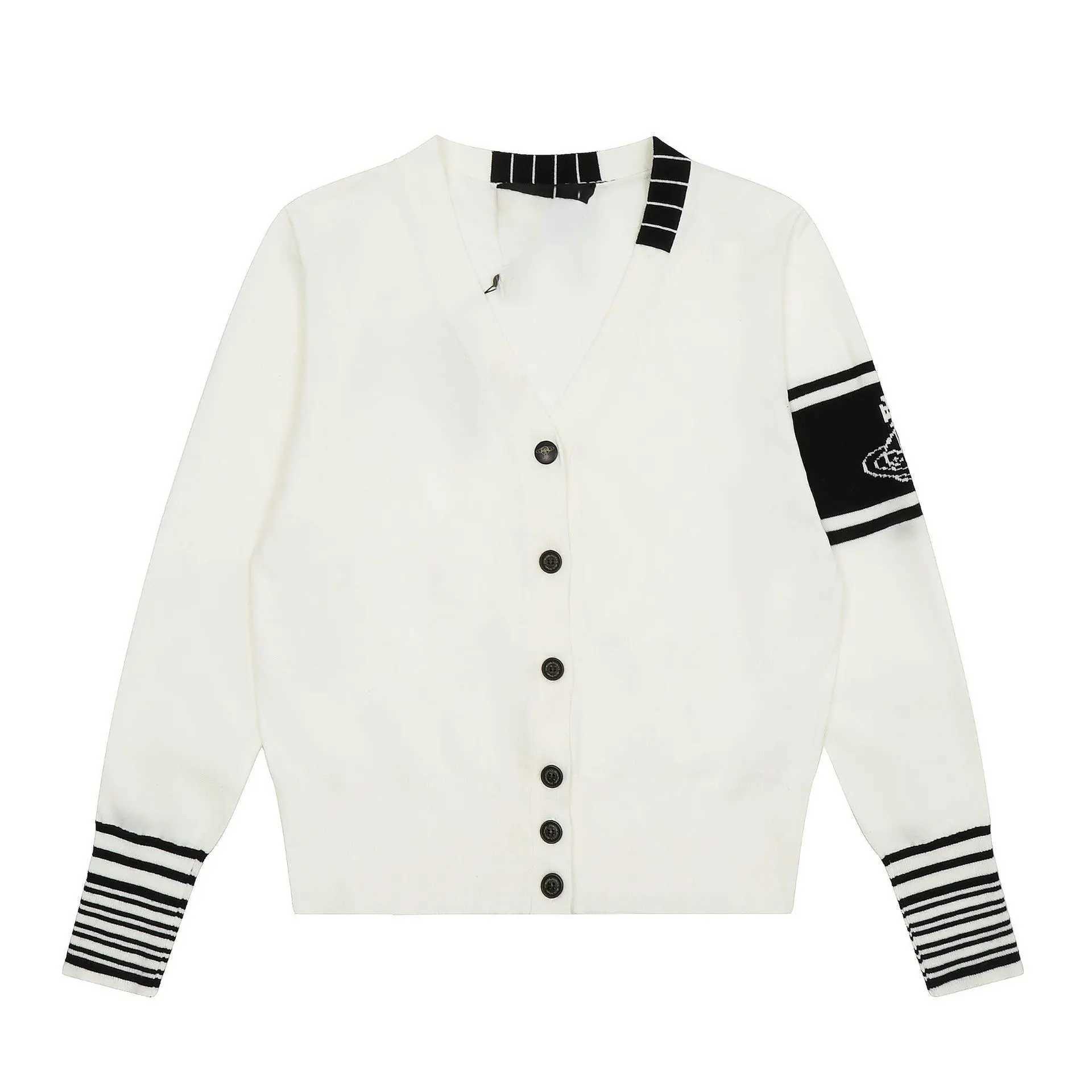 Jacquard striped contrasting Vneck knitted cardigan for men and women 2025autumnwinter new style outerwear sweater J251103