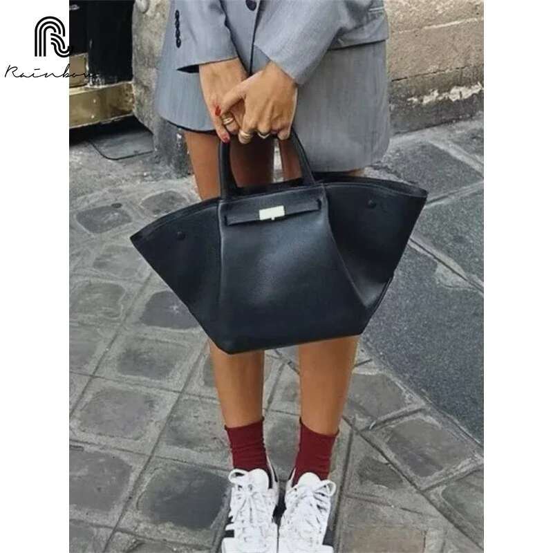 RAINBOW New Leather Large Capacity Niche Brand Design Women's Shoulder Bag Solid High-End Shopping Fashion Ladies Handbag
