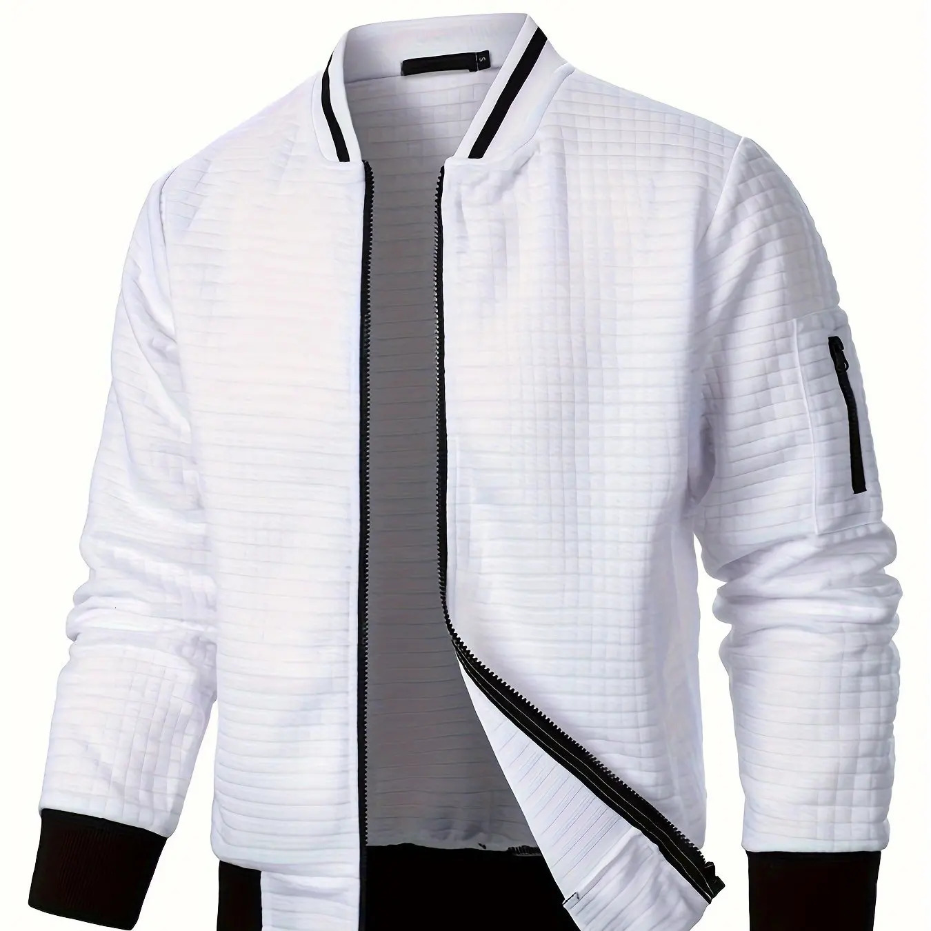 Autumn mens long sleeved zipper jacket stand up sports outdoor sweater winter warm baseball collar y250324