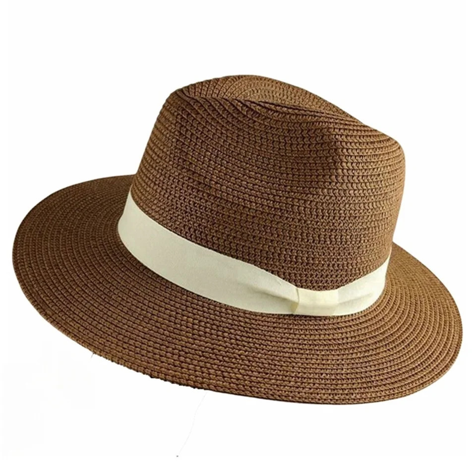 Wide Brim Panama Hat Ladies Summer Beach Large Sun Hat Dad Fishing Fedora Big Head Man Oversize Straw Hats 250326