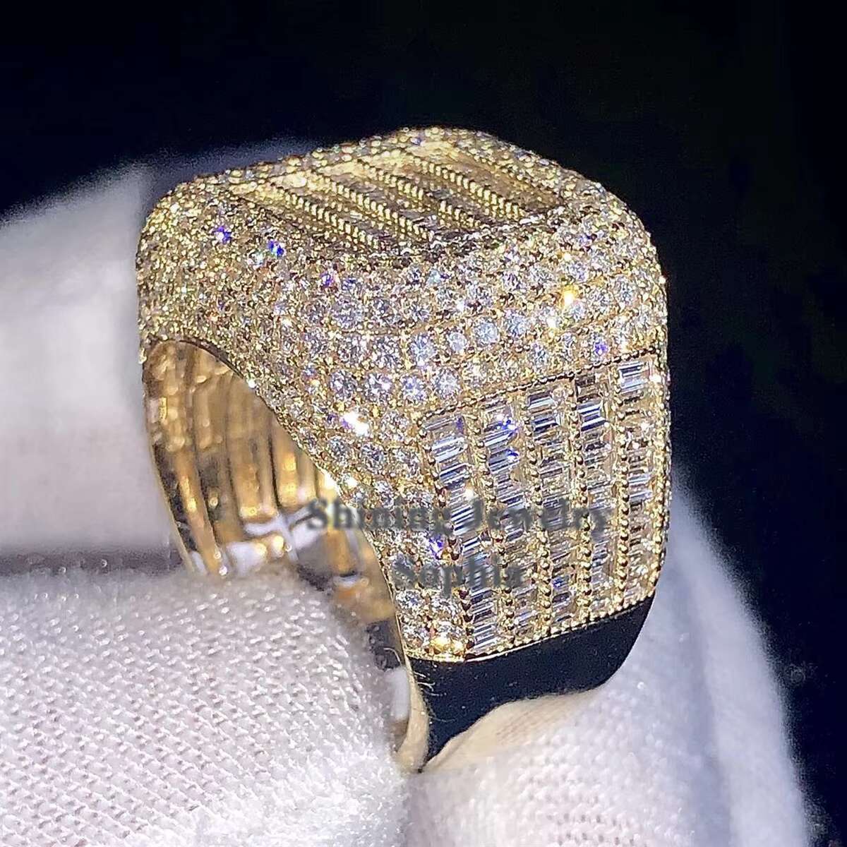 New Arrivals S925 Sterling Silver Rose Gold Fashion Style Hip Hop Custom Ring Hand Set Vvs Moissanite Diamond Iced Out Ring