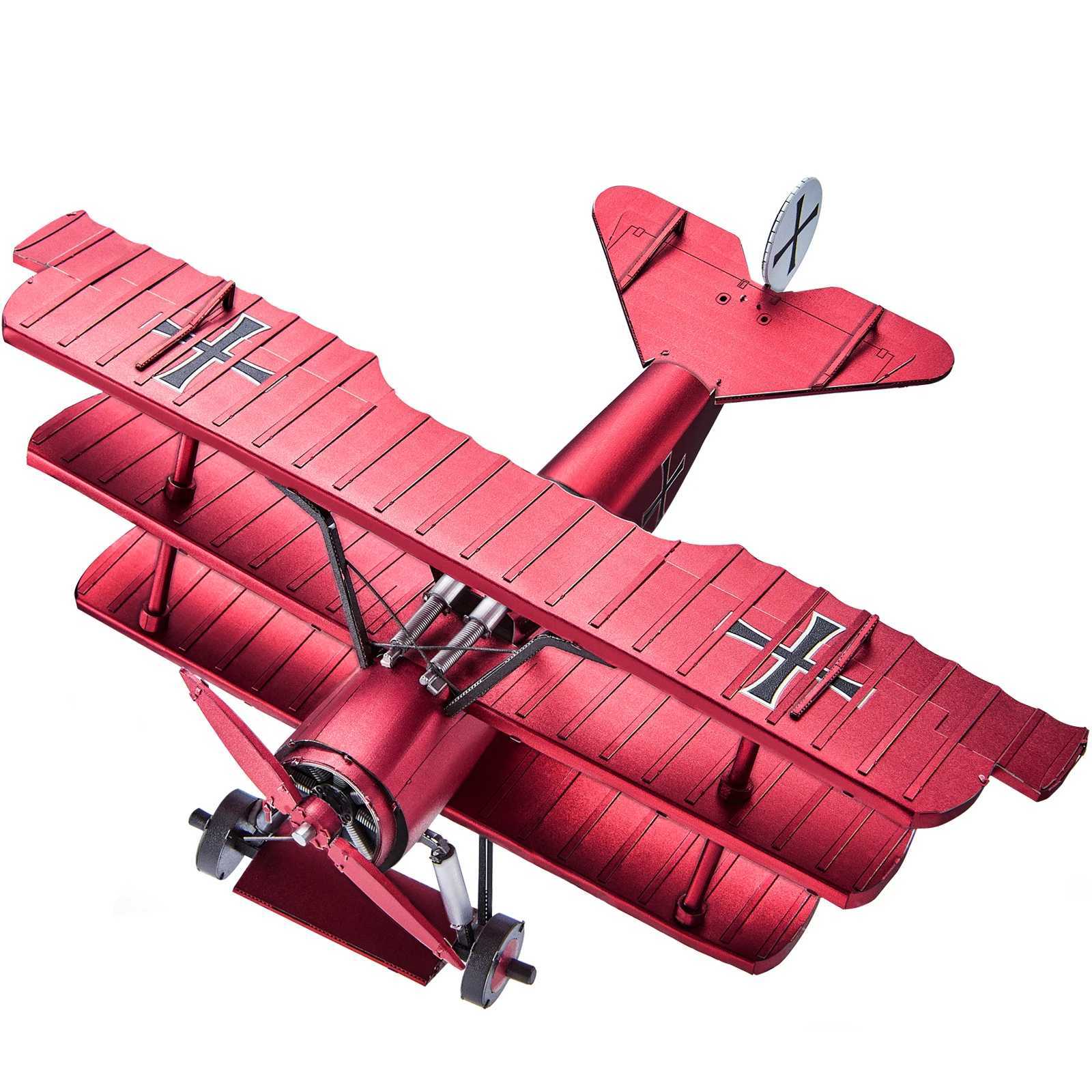 Piececool 3D Metal Puzzles Fokker Dr1 Triplane Assembly Metal Model Kits for Teen DIY Jigsaw Building Blocks Creative Gifts C251104