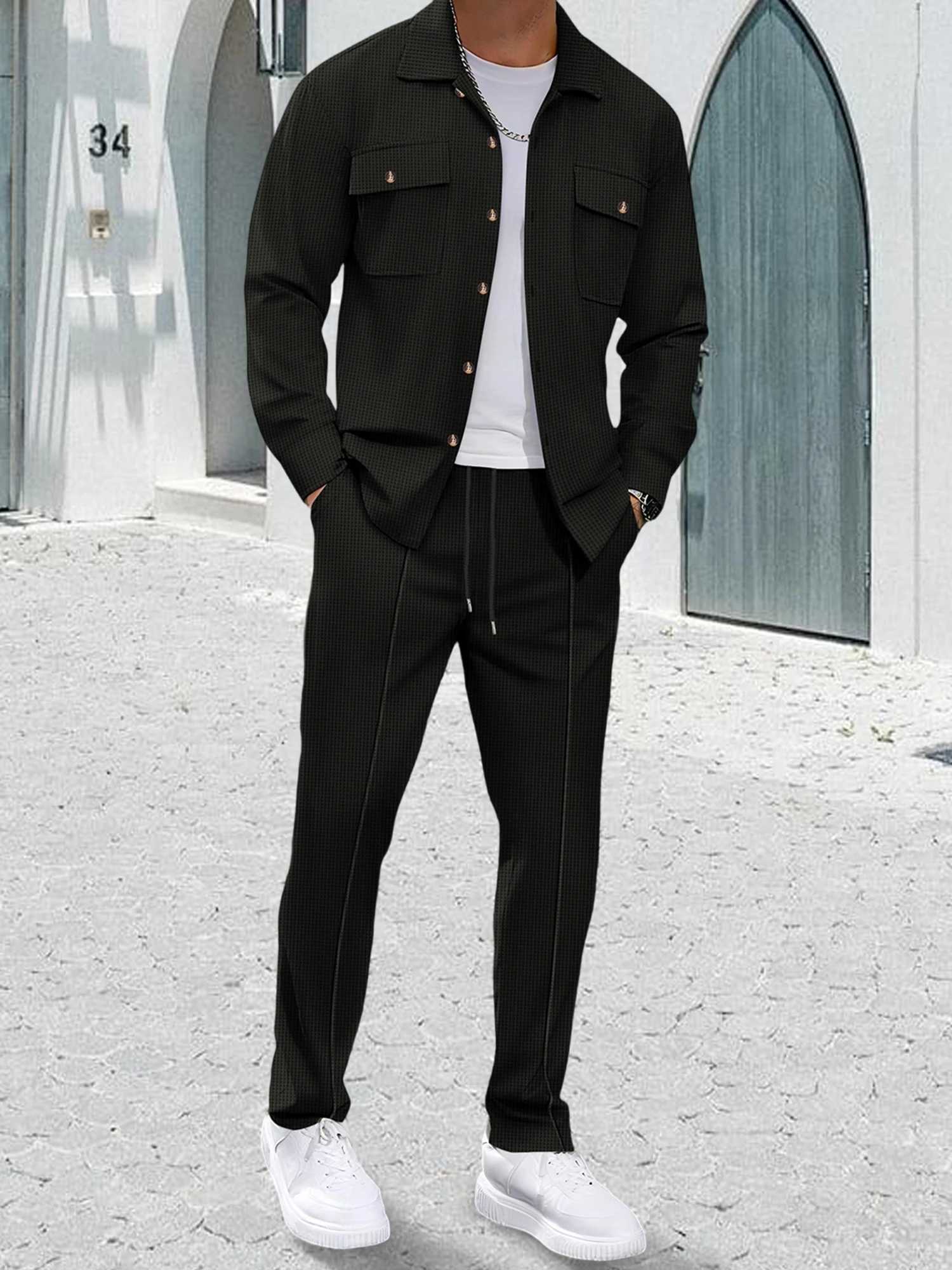 Men s 2Piece Suit Fit Blazer with Matching Trousers Formal Business Attire for Fall Events and Occasions J251104