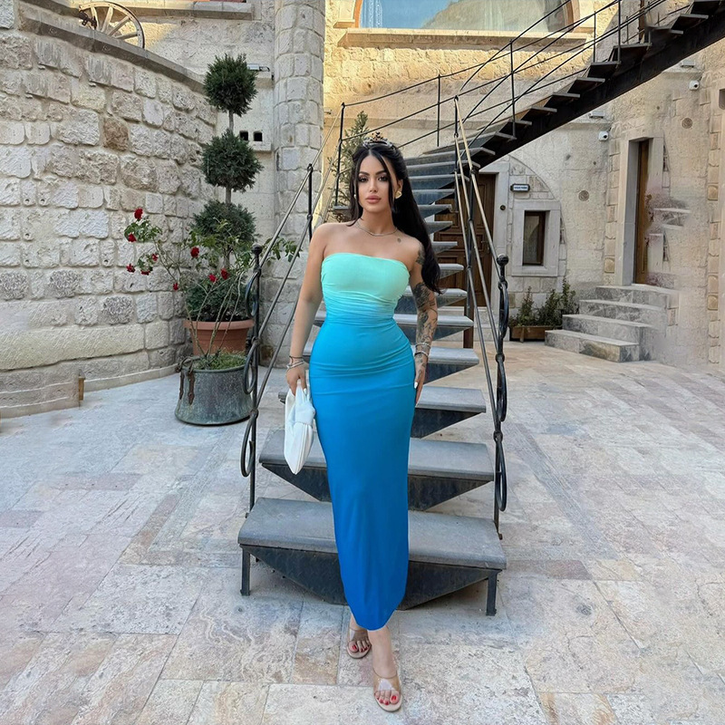 2025 womens fashionable and sexy strapless long dress for women