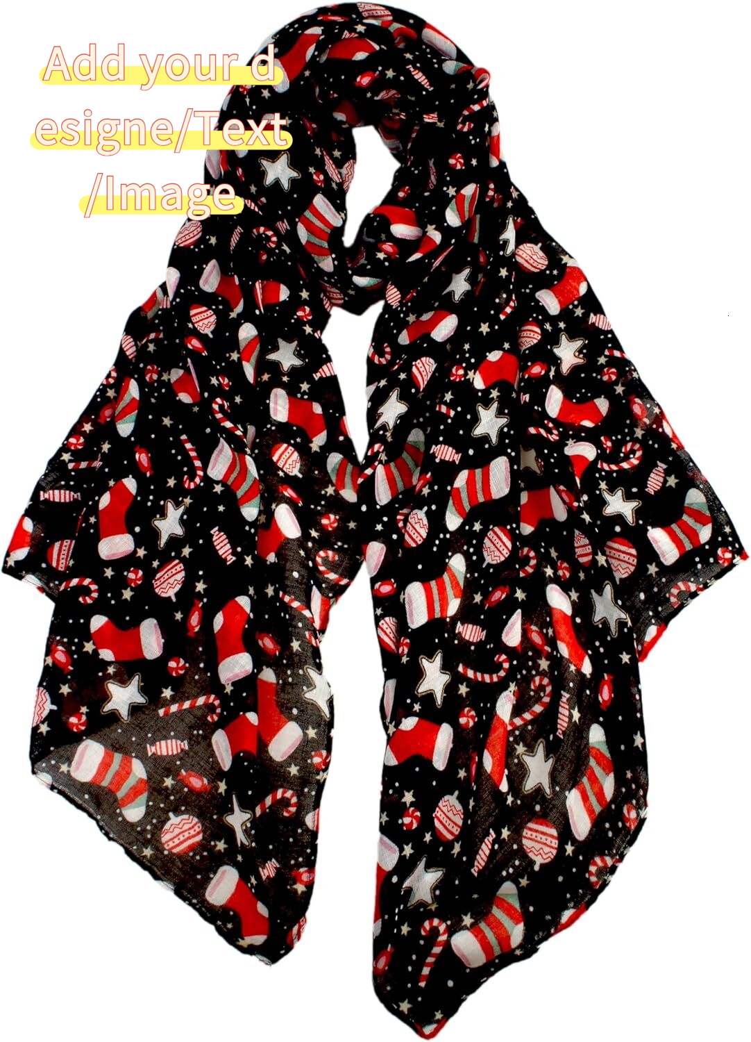 Custom Holiday Gift Packed Soft Lightweight Sheer Fall Winter Christmas Scarf for Women Girls