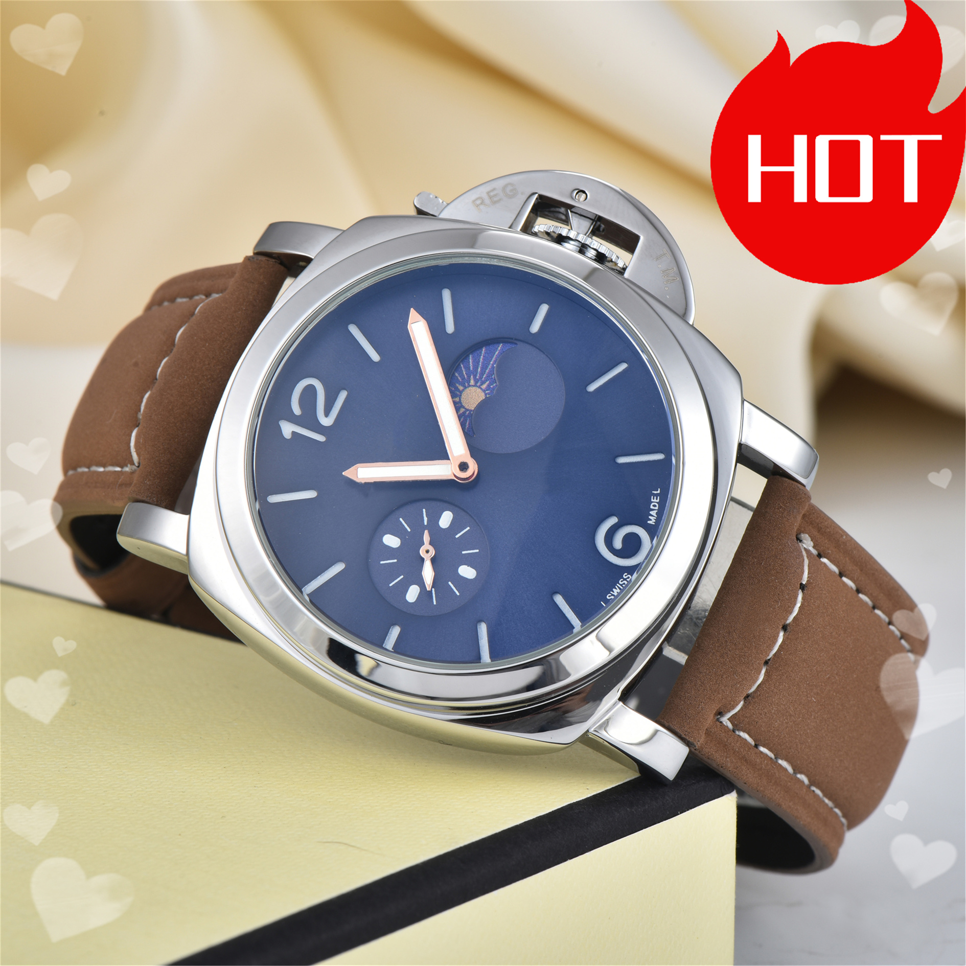 Men PANERAIity LUMINORity Model Sport watch Quartz automatic movement Luxury Watches Business Stainless Steel Man Square mens Wristwatches #412