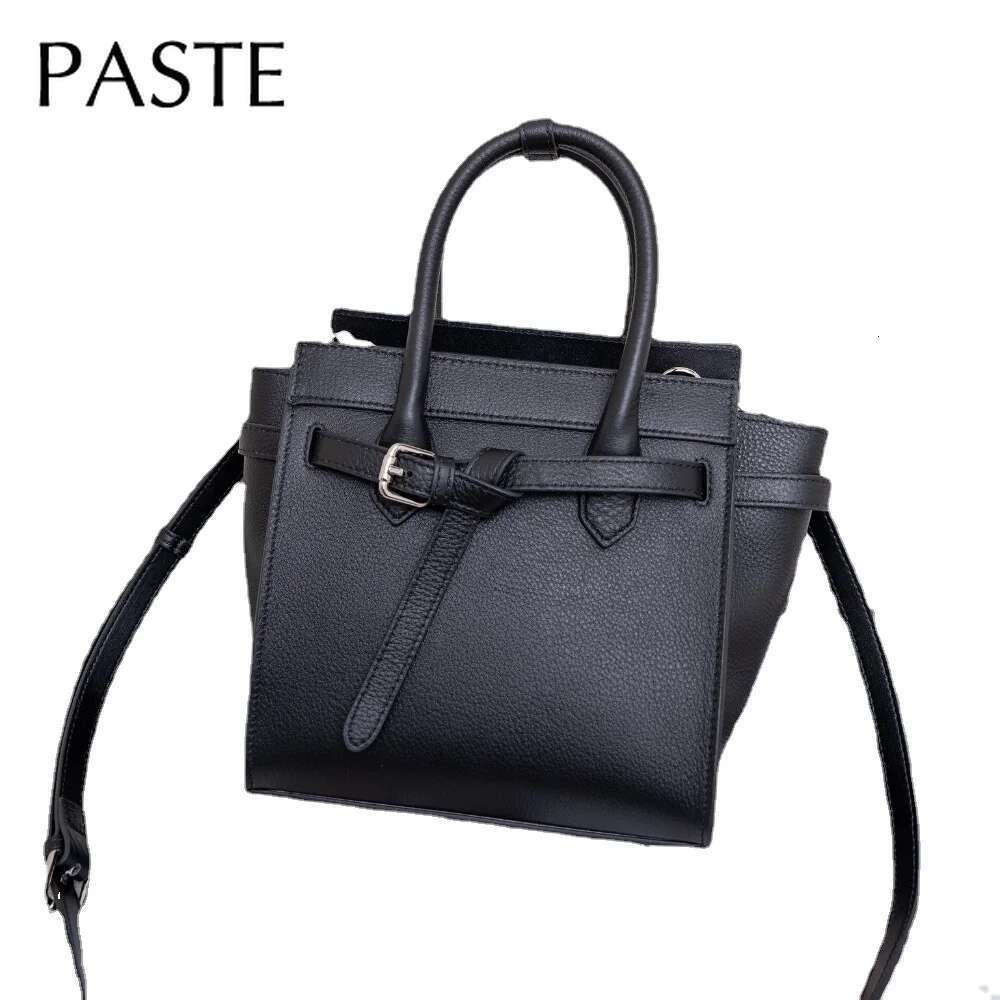 New Stylish Vintage Grey Color Trapeze Tote Natural Cow Leather Women's Platinum Handbag Commuter Office Female Shoulder Bag