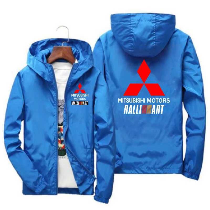 2025 New Streetwear Mens Casual Business Jacket Raincoat with Hood Zipper Fashion Outdoor Mitsubishi Racing Rally WindbreakerT251104