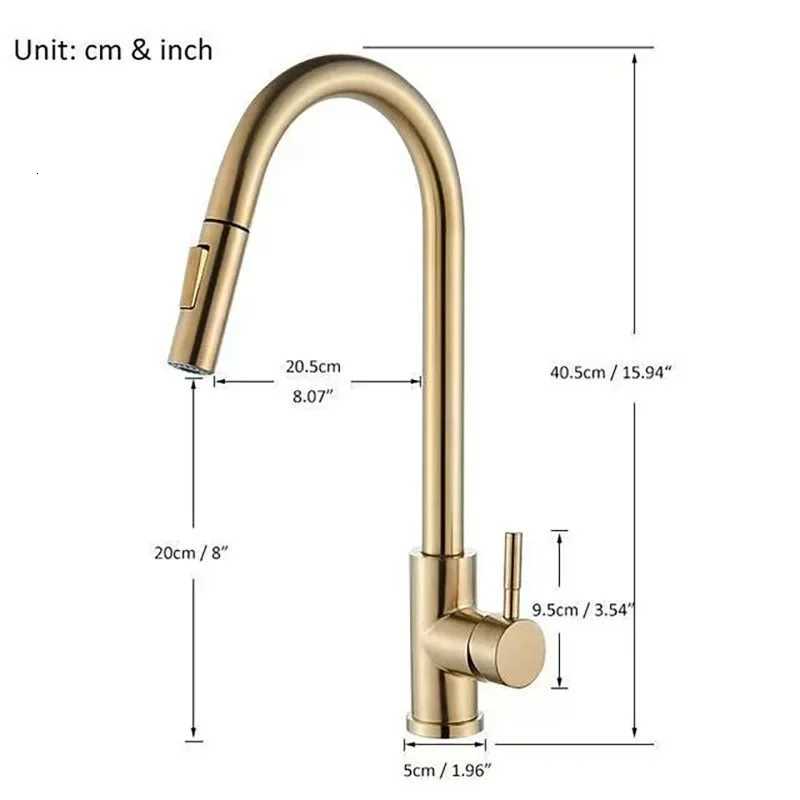 Quyanre Bed Gold Kitchen Faucet Pl Out Kitchen Sink Water Tap Single Handle Mixer Tap 360 Rotation Kitchen Shower Faucet Y251104