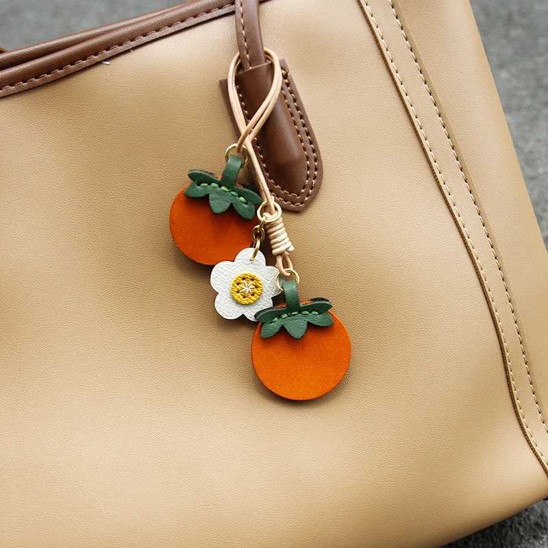 handmade leather persimmon bag pendant hanging ornament cute accessory ornament keychain exquisite decoration gift C251104