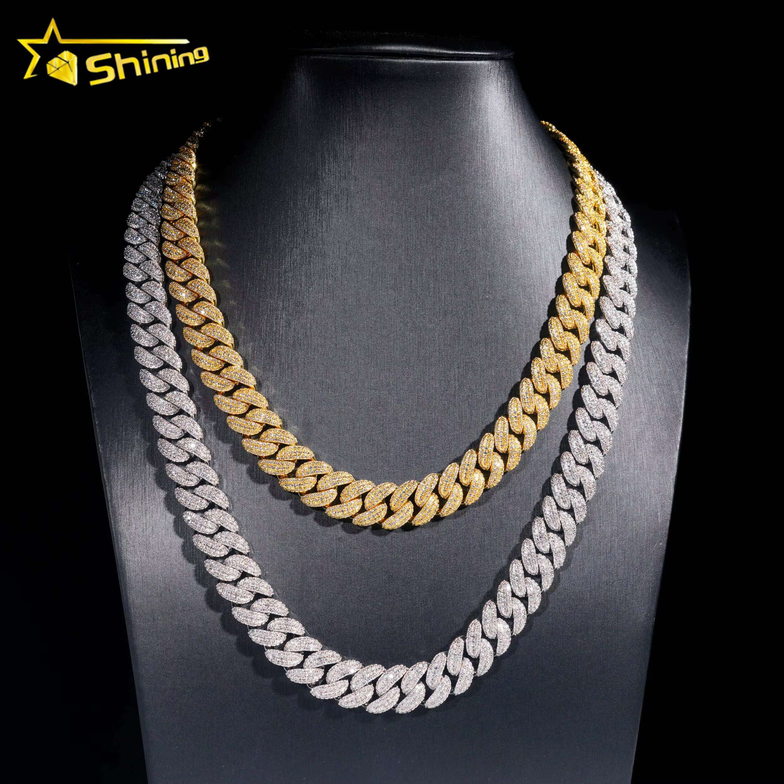 Luxury Men Hip Hop Fashion Jewelry Iced Out Gold Plated Cuban Link Chain Brass CZ Cuban Bracelet and Necklace