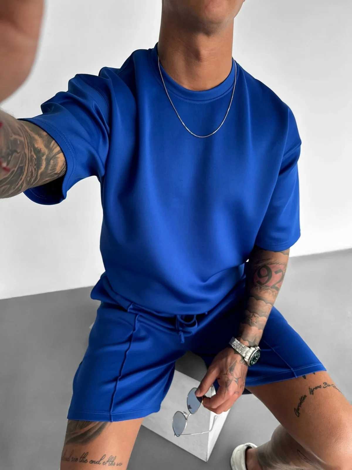 Men 2025 summer fashion sports design sense simple casual solid color quick drying short-sleeved T-shirt trend clothes W250403