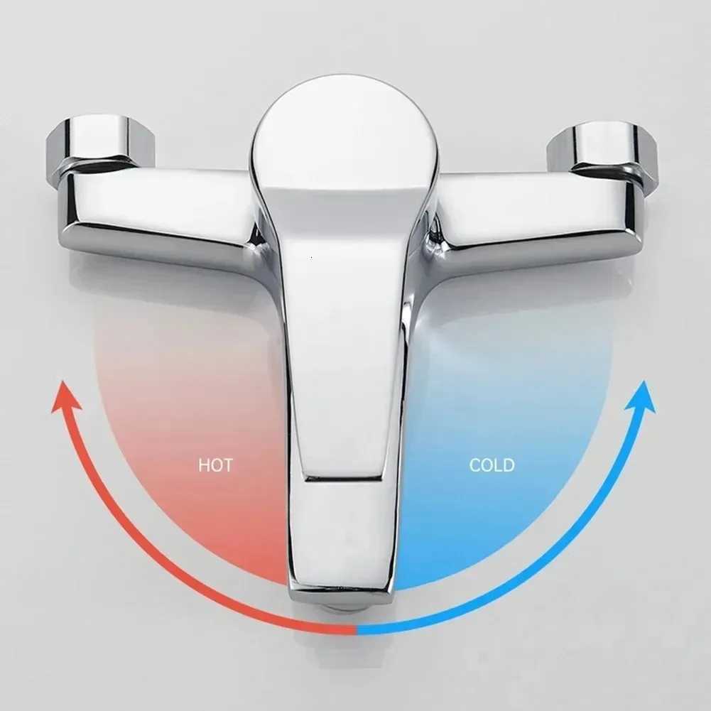 Zinc alloy Basin Faucets Chre Wall Mounted Hot Cold Water Mixer Tap Dual Spout Single Handle For Bathro Shower Basin Y251104