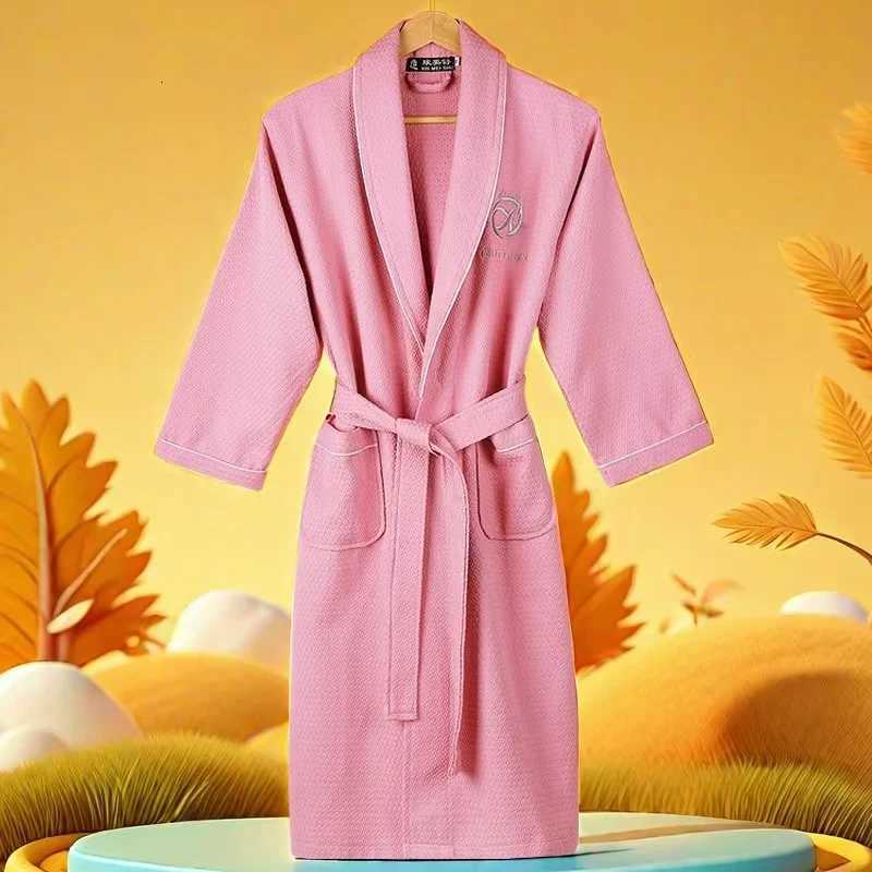 Waffle Robe Unisex Bath Robe Hooded Robe for Lovers 100 Cotton Winter Warm Bathrobe Sleepwear Homewear Autumn New C251104