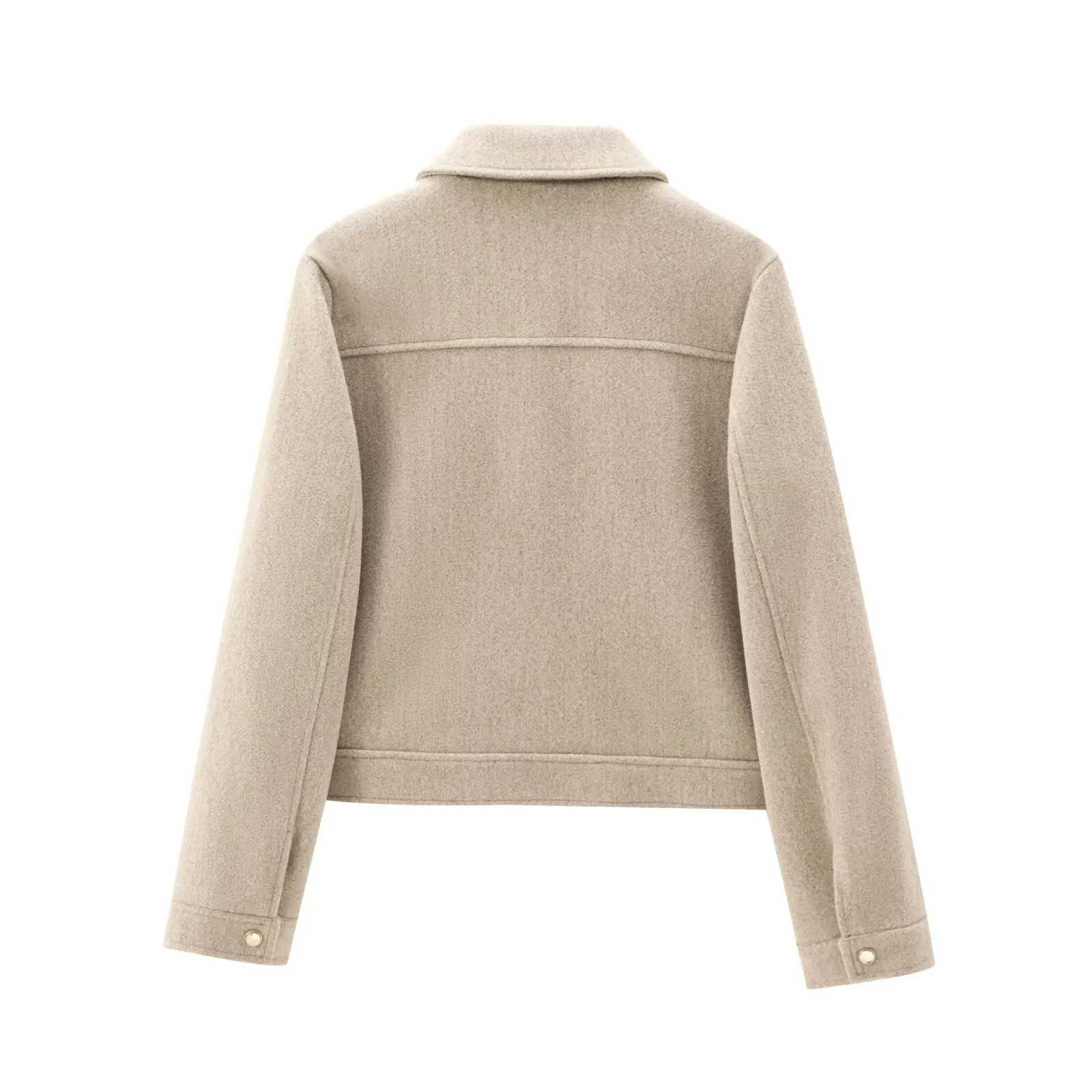 autumn and winter new womens clothing pocket zipper decoration soft simple longsleeved lapel short jacket J2511031