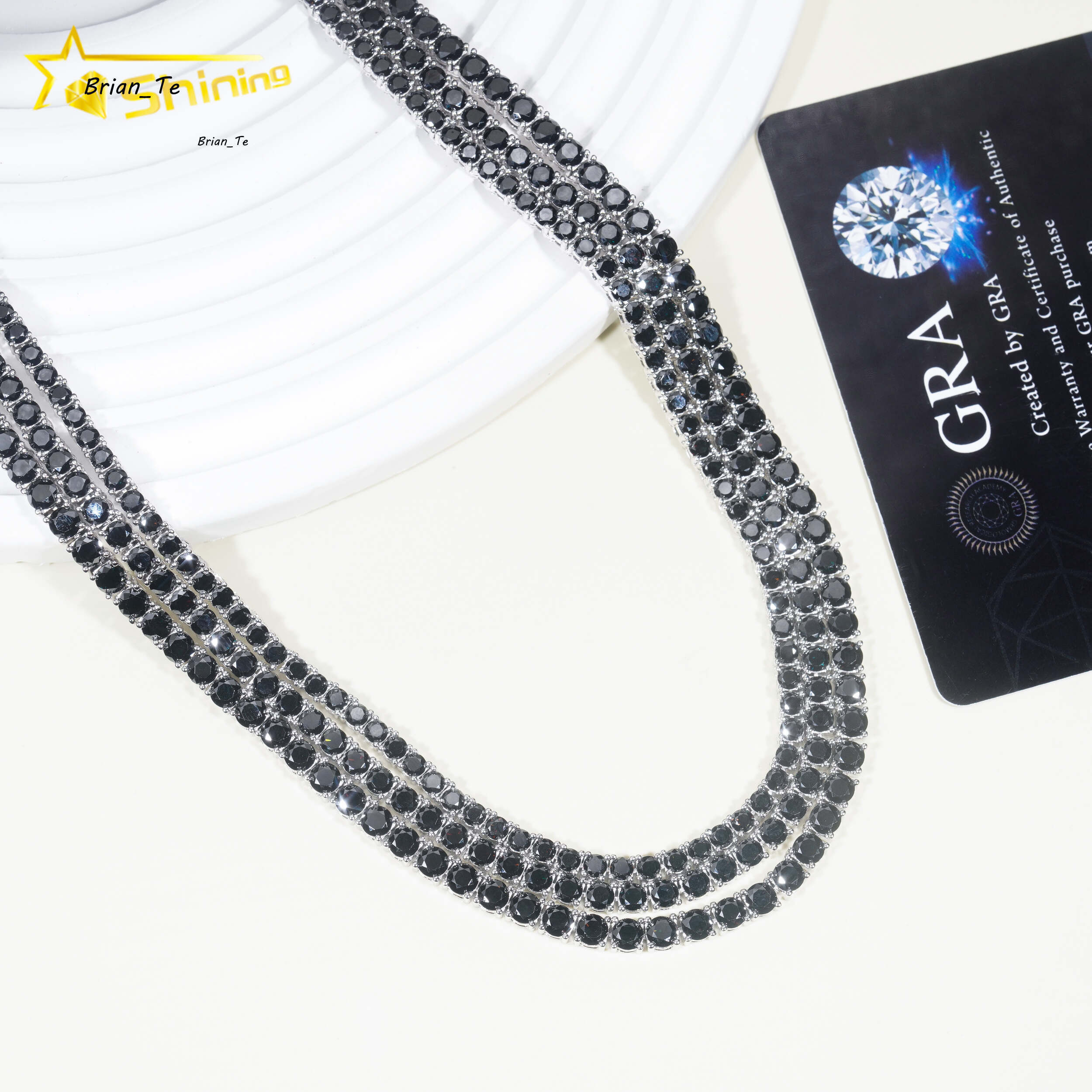 Hot Sale Black Moissanite 925 Sterling Silver Pass Diamond Tester GRA Certified Tennis Chain Ready to Ship