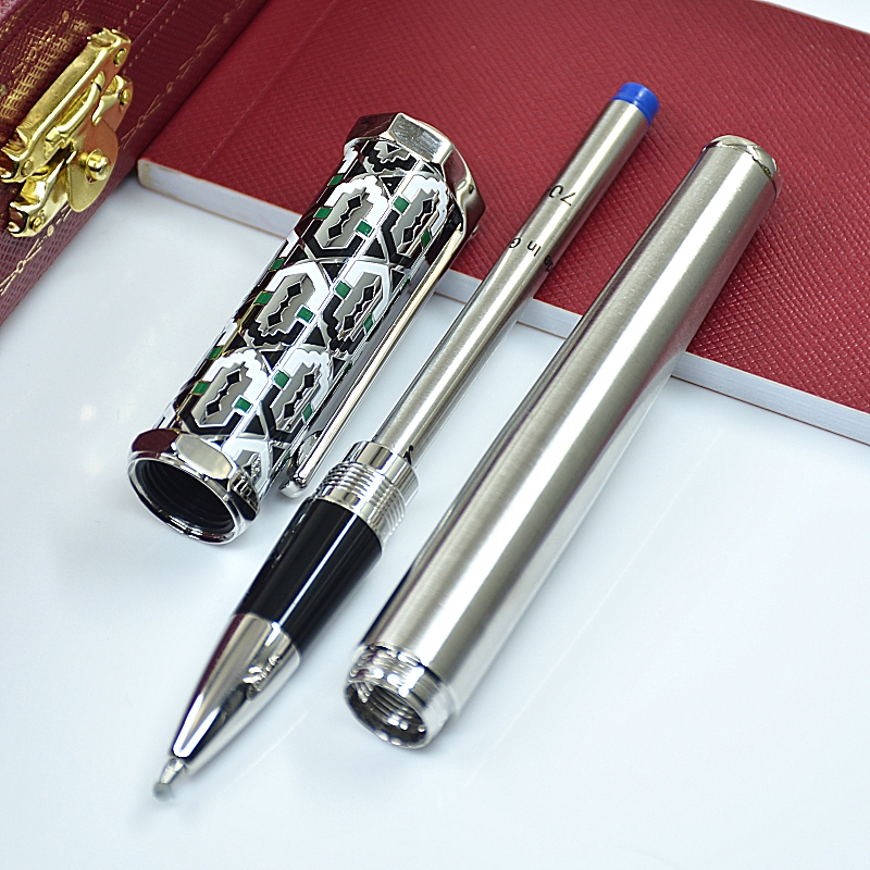 New Arrived Ct Santos-Dumont Metal Ballpoint Pen Unique Inlay Gem Design Office School Writing Ball Pens With Serial Number AAA High Quality