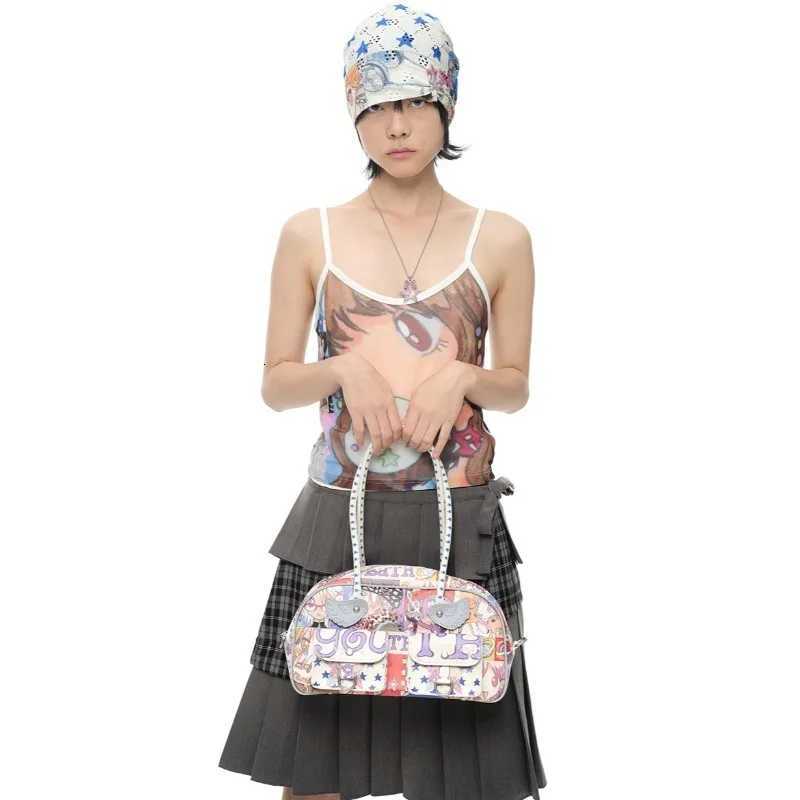 YB x Oliwa Graphic Wings Shoulder Bag Women Korean Fashion Brands Designer Handbags 2025 New Cute Cartoon Printing Female Bags X251104
