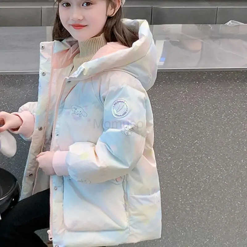 Sanrio Hot Cinnamoroll Kids Cartoon Cotton Coat Girls Kawaii Leisure Outdoor Jacket Thick Warm Winter Clothes Girls Gift New H251104