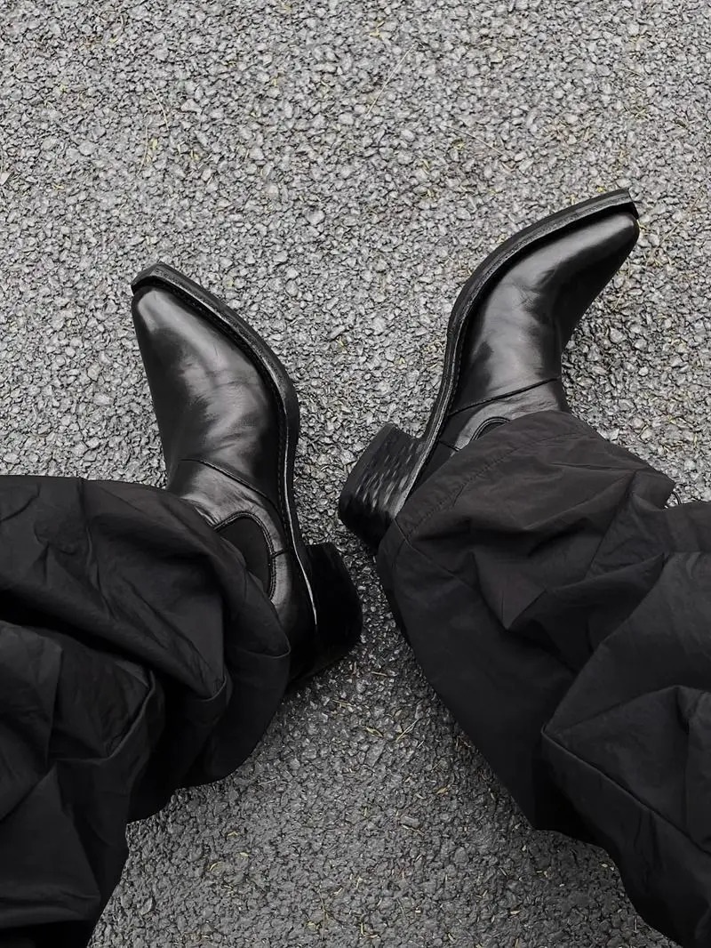 Hightop Mens heightened thicksoled pointedtoed Chelsea British casual trendy highheeled wizard boots 251030