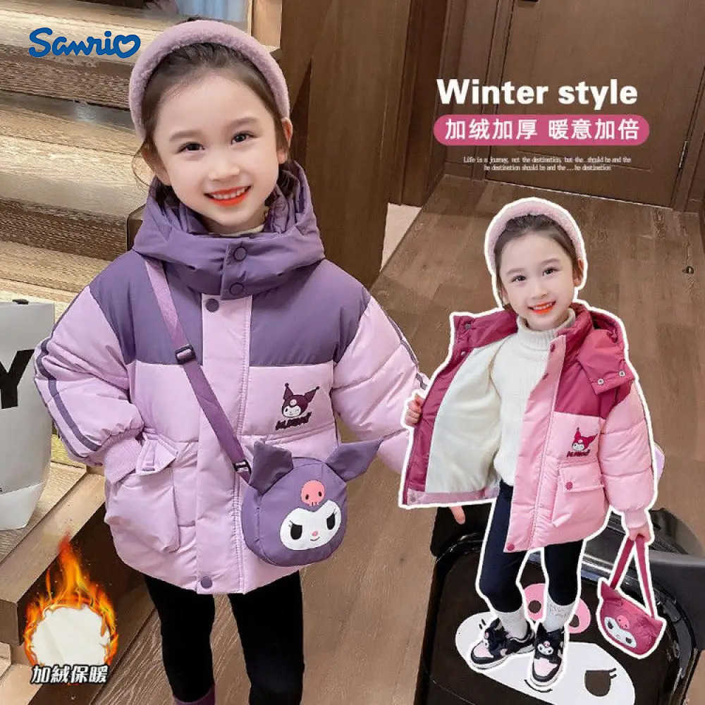 Sanrio Kawaii Winter Girl Cotton Clothes Cartoon Plus Velvet Thicken Baby Clothes Coat Child Cotton Coat Cotton Padded Jacket H251104