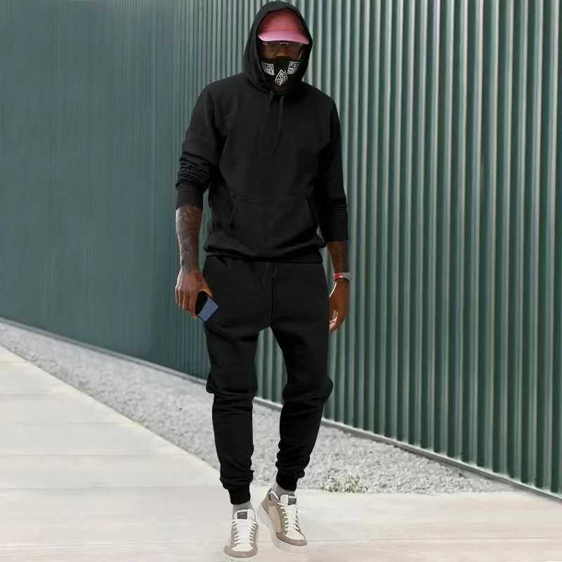 Autumn Winter Sports Hooded Sweatshirt Pants Set Casual Outfit for Men Women J251104