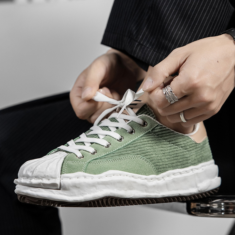 designer shoes 2025 autumn men's shoes trendy Japanese style skateboard shoes men's casual flat-bottomed lace-up personalized canvas shoes