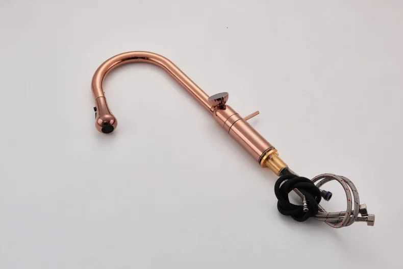 ZAPPO 3 Modes Kitchen Faucet Rose Gold 360 Swivel Pl Down Sink Faucets LED Temperature Display High-arc Hot Cold Mixer Tap Y251104