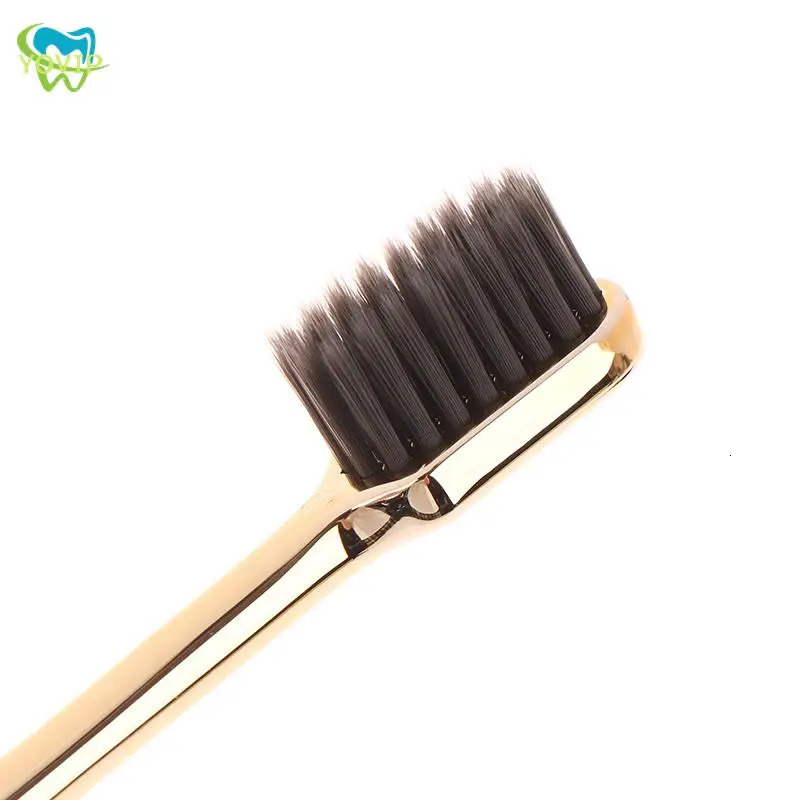 1Pc Soft Toothbrush Mens Adult Electroplated Silver Color 250325