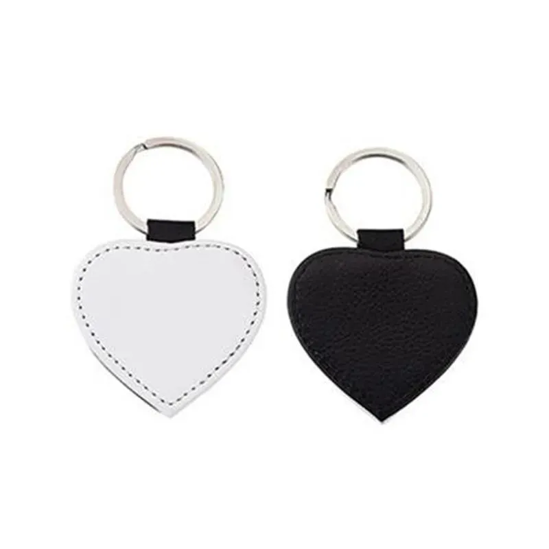 Sublimation Blanks PU Leather Keychains for Heat Transfer Printing Christmas Keyring DIY Party Supplies Z 4.1-2